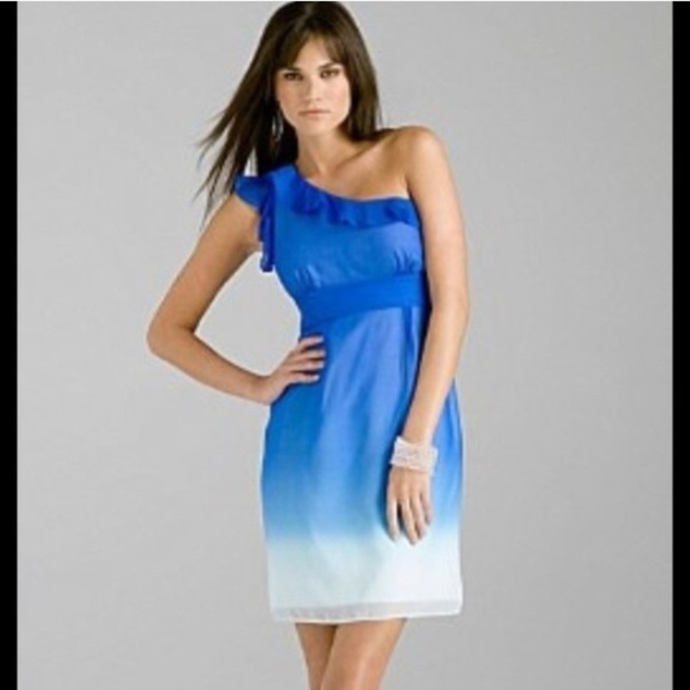 Gianni Bini one shoulder blue ombré dress